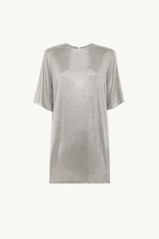 T-SHIRT DRESS WITH RHINESTONES