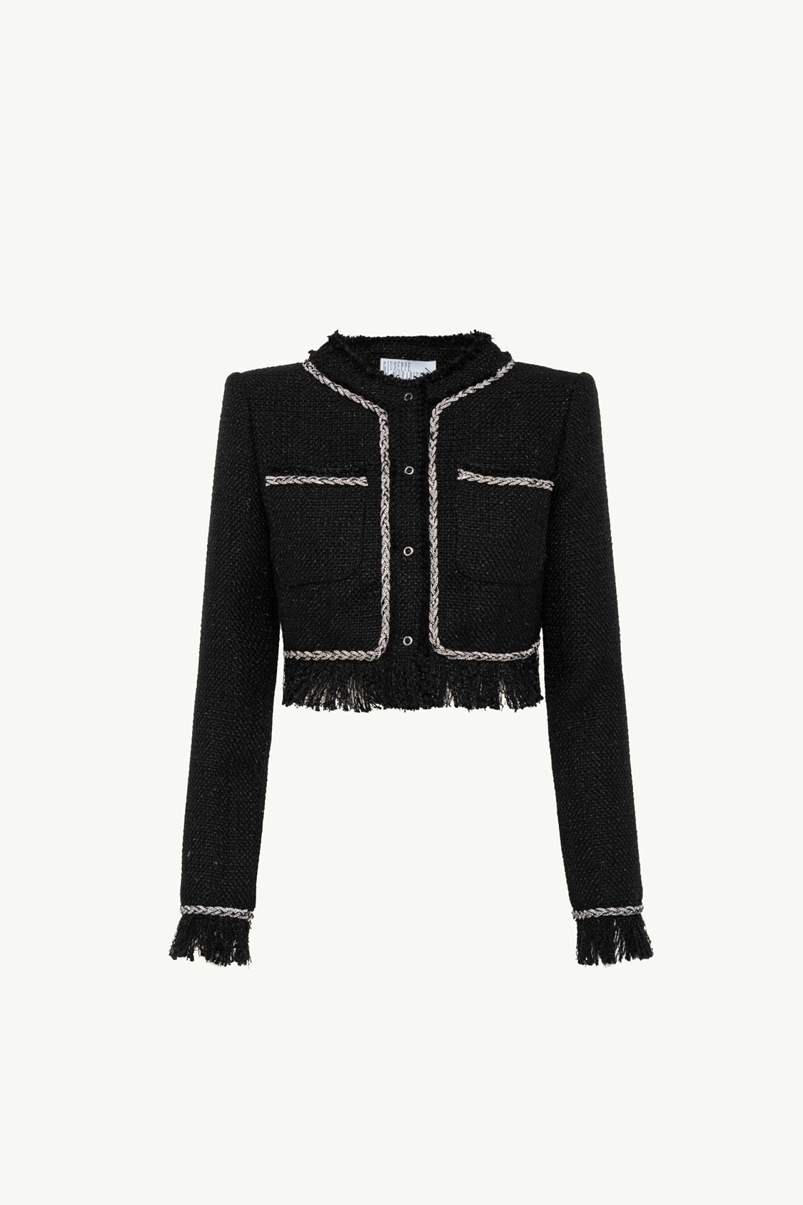 MADE IN ITALY CREW NECK CROPPED JACKET IN BOUCLÉ FABRIC