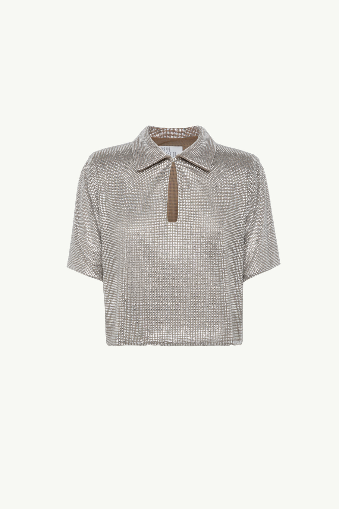 OVERSIZED POLO SHIRT WITH ALL-OVER MICRO RHINESTONES