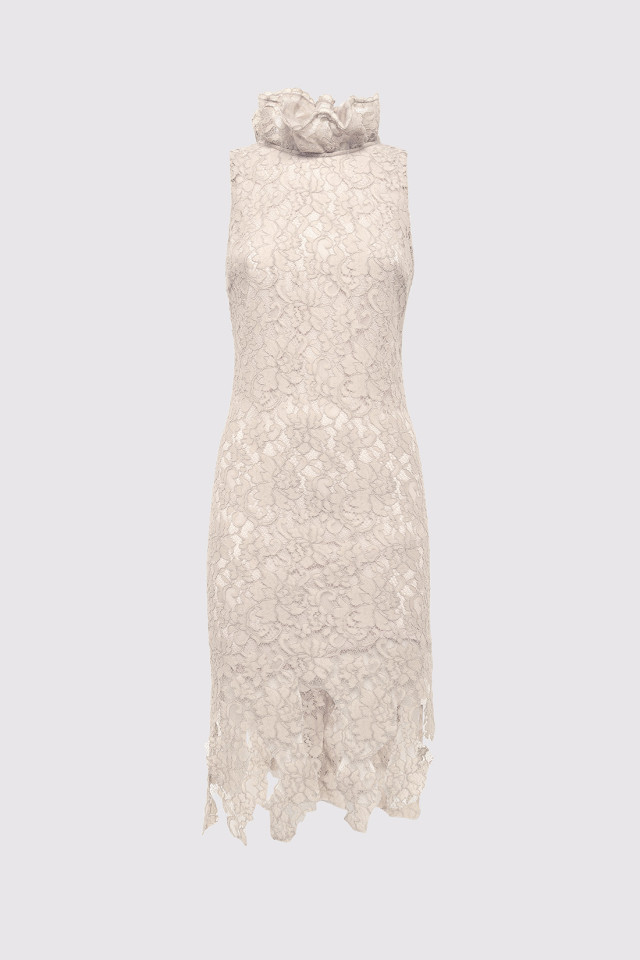 LACE DRESS WITH SCULPTED NECKLINE
