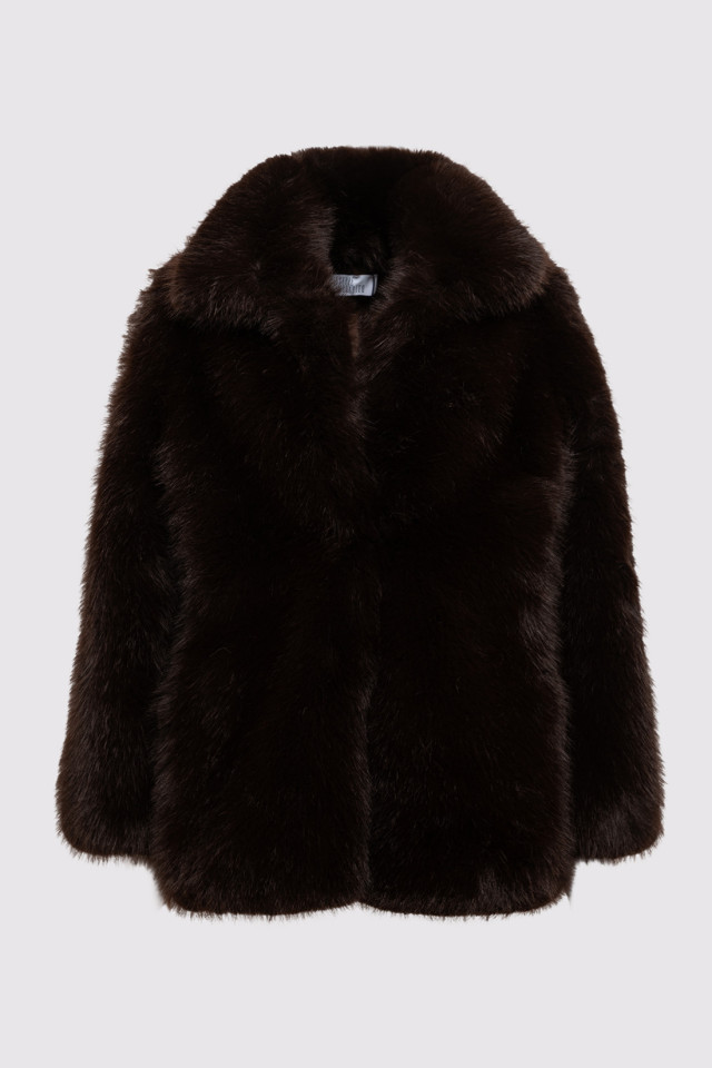 CROPPED BOMBER JACKET IN FAUX FUR