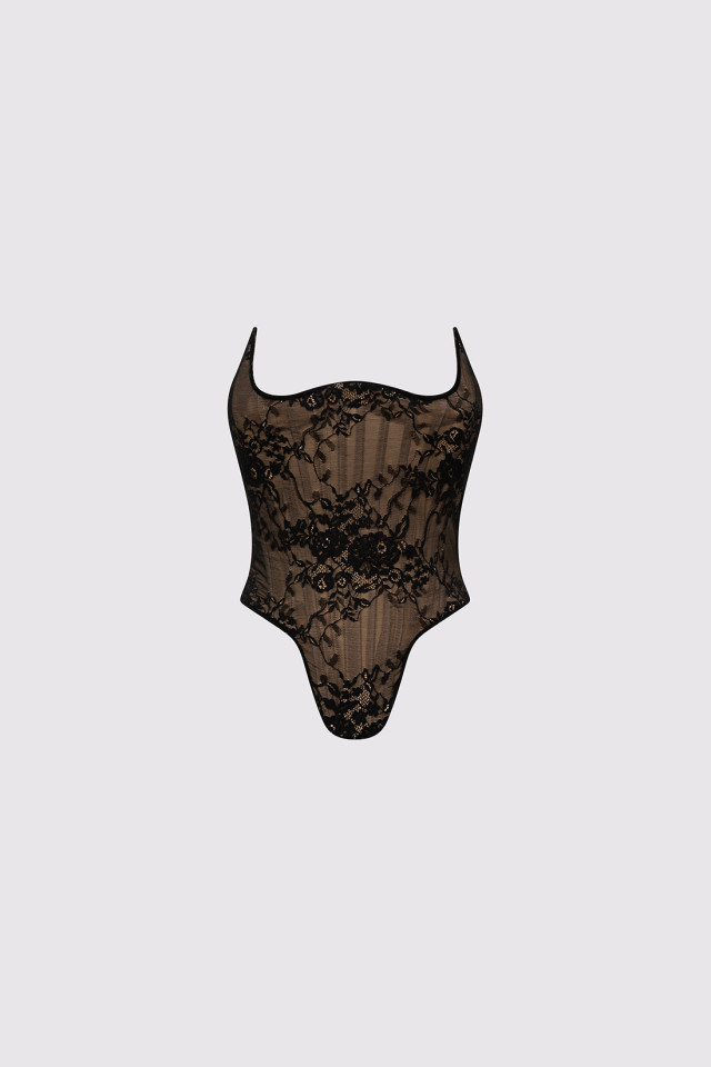 BUSTIER IN CRAFTED LACE