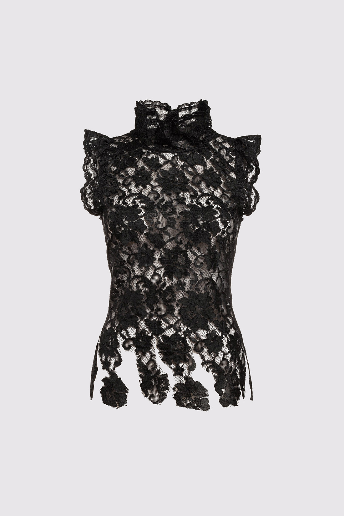 GIUSEPPE DI MORABITO: LACE TANK TOP WITH SCULPTED NECKLINE