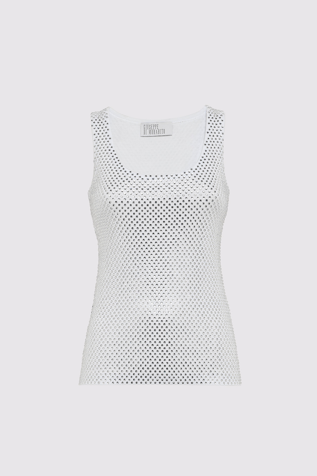 GIUSEPPE DI MORABITO: CANOTTIERA IN COTONE CON DECORAZIONE STRASS