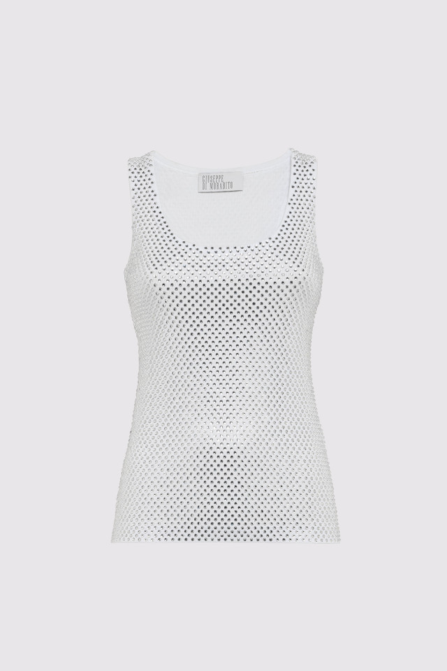 CANOTTIERA IN COTONE CON DECORAZIONE STRASS