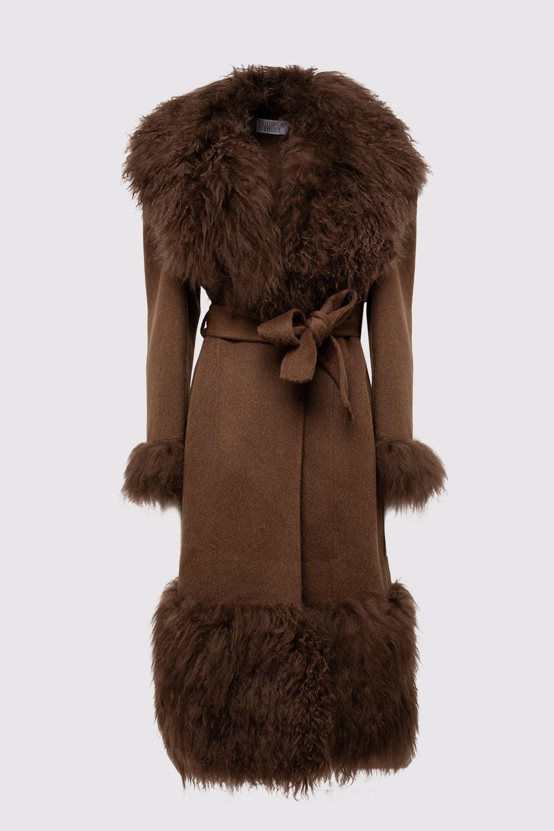 GIUSEPPE DI MORABITO: COAT IN WOOL FELT WITH MONGOLIA FUR