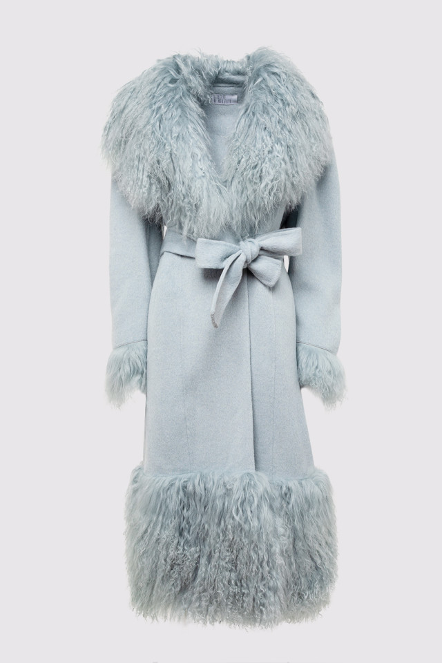 COAT IN WOOL FELT WITH MONGOLIA FUR
