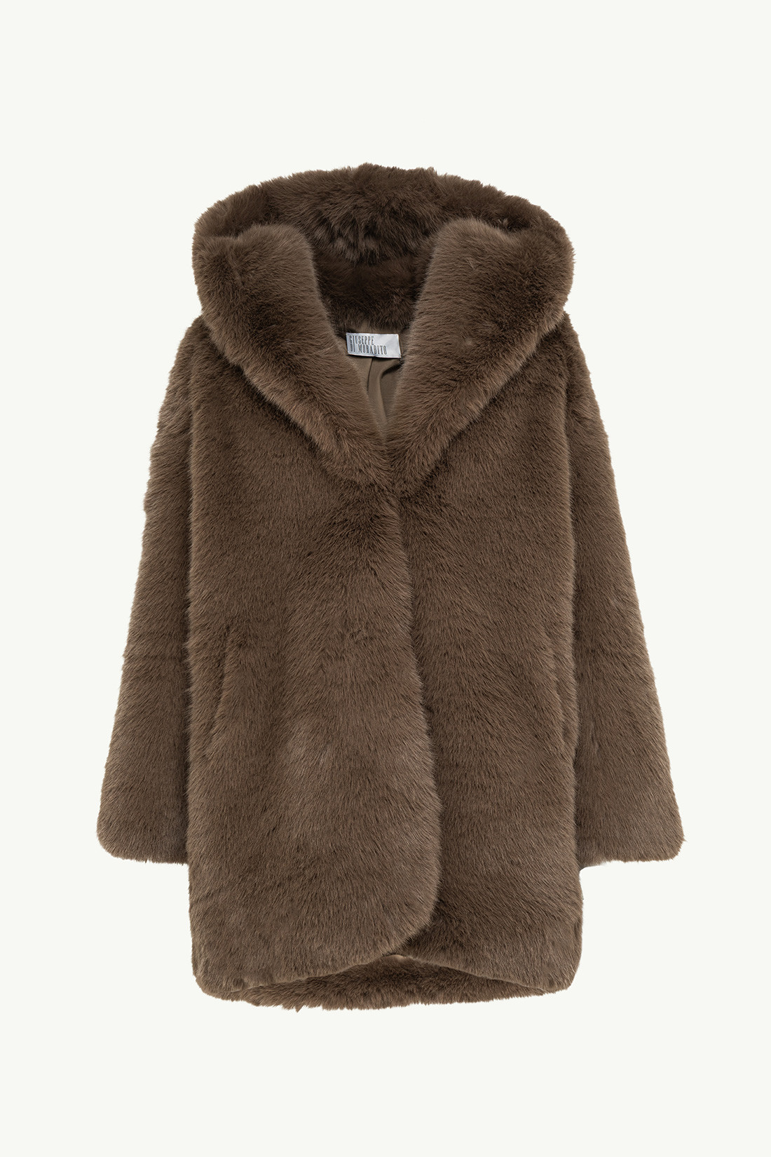GIUSEPPE DI MORABITO: ECO FUR COAT WITH HOOD