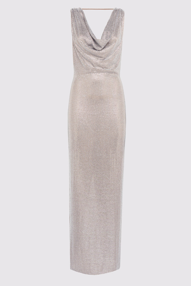 LONG DRESS STUDDED WITH CRYSTALS