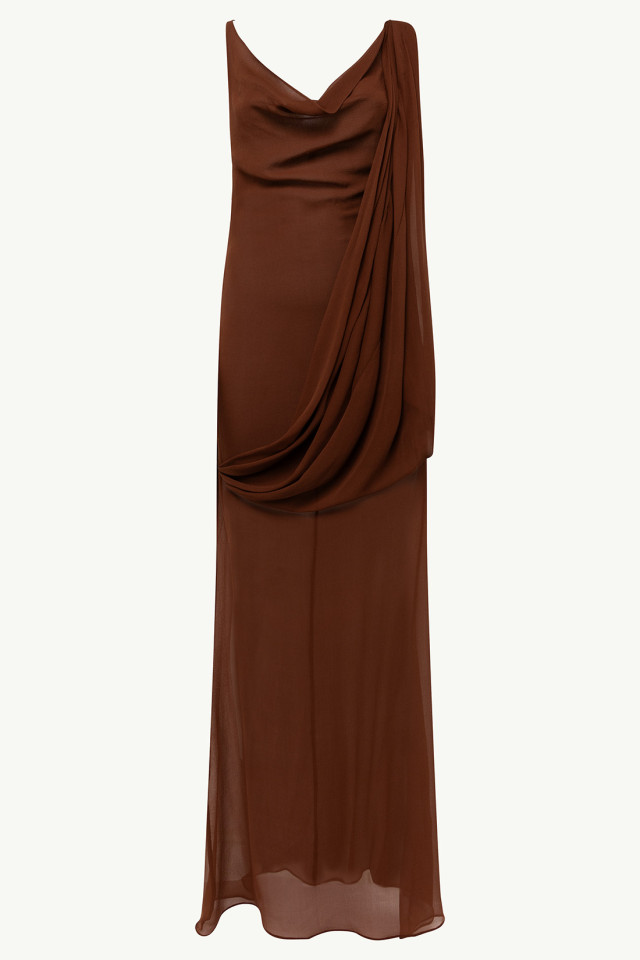 LONG SEMI-SHEER DRESS WITH PENCES