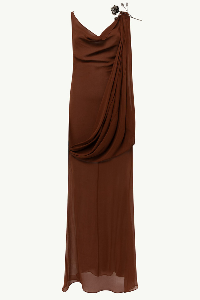 LONG SEMI-SHEER DRESS WITH PENCES