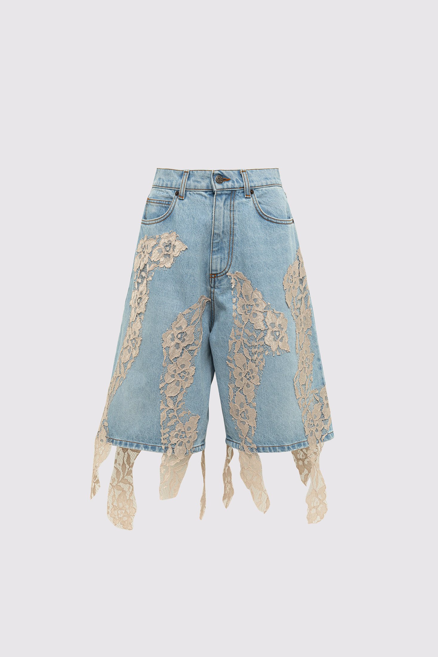 Maxi Bermuda Shorts With Lace Decorations
