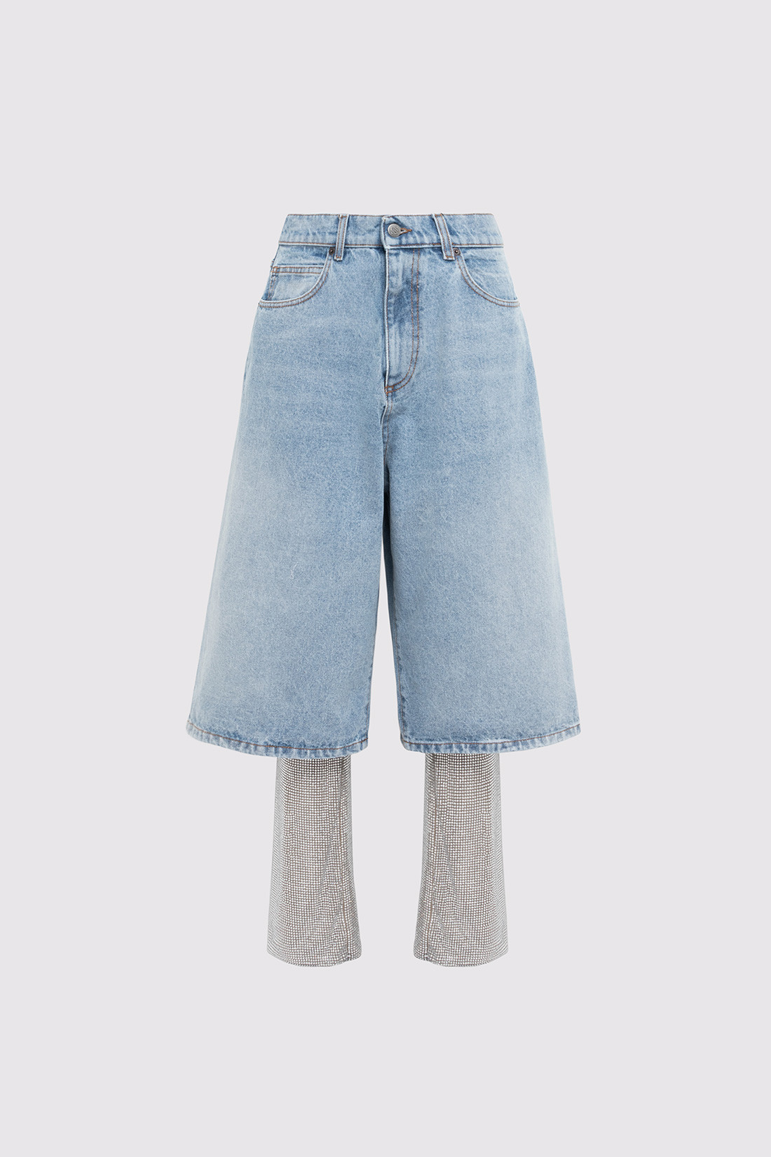 GIUSEPPE DI MORABITO: MAXI BERMUDA SHORTS WITH CRYSTAL INSERTS
