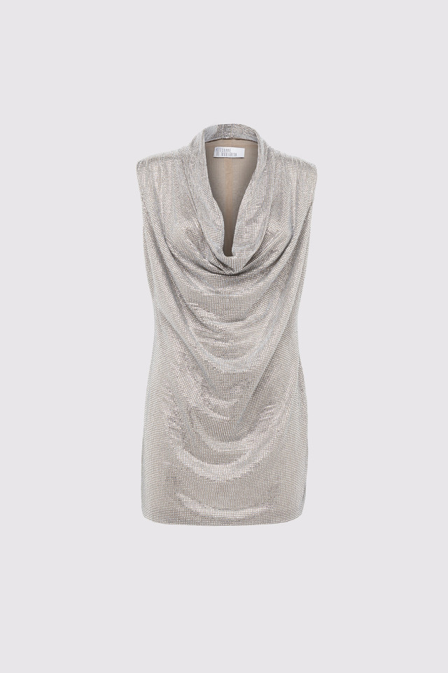 MINI DRESS WITH DRAPED NECKLINE