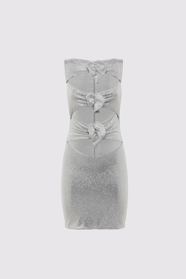 CUT-OUT MINI DRESS WITH FLORAL DETAILS