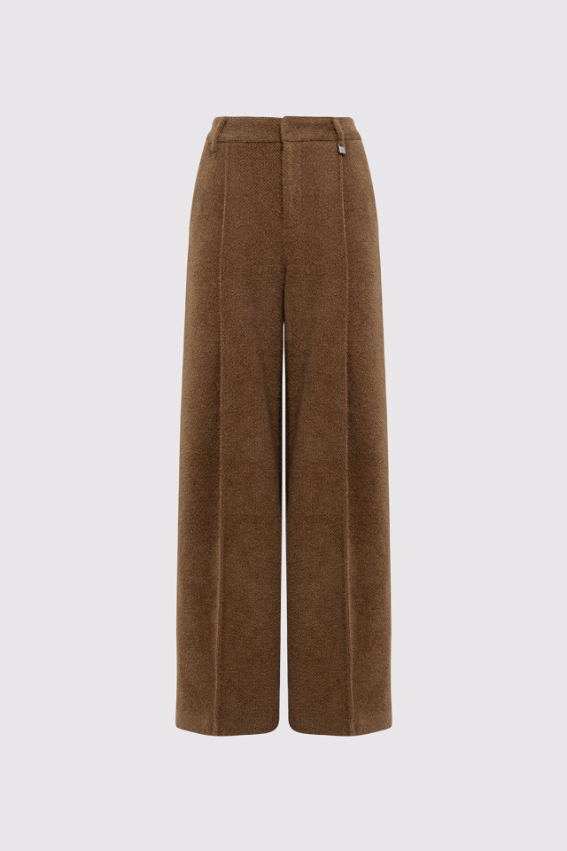 WIDE-LEG PANTS IN BOUCLE WOOL.
