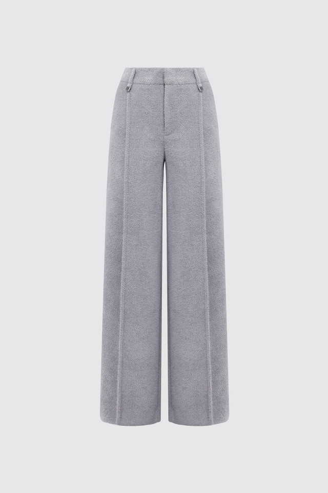 WIDE-LEG PANTS IN BOUCLE WOOL.