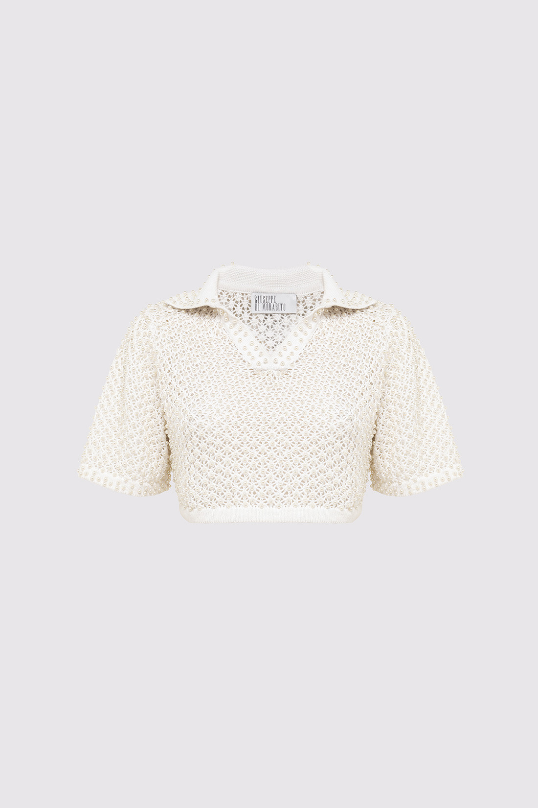 GIUSEPPE DI MORABITO: KNIT POLO SHIRT WITH BEADED DECORATIONS