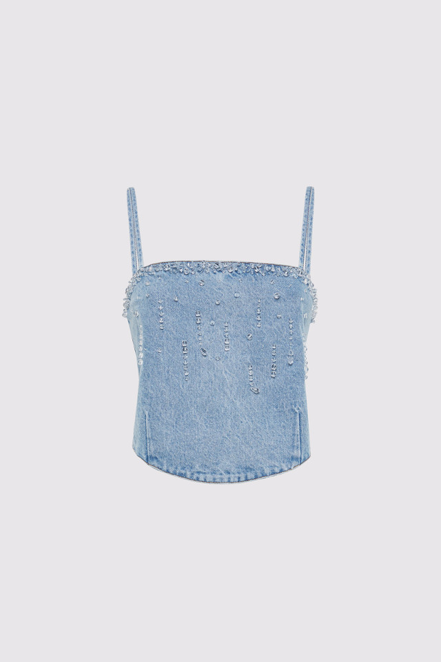TOP IN DENIM CON APPLICAZIONI