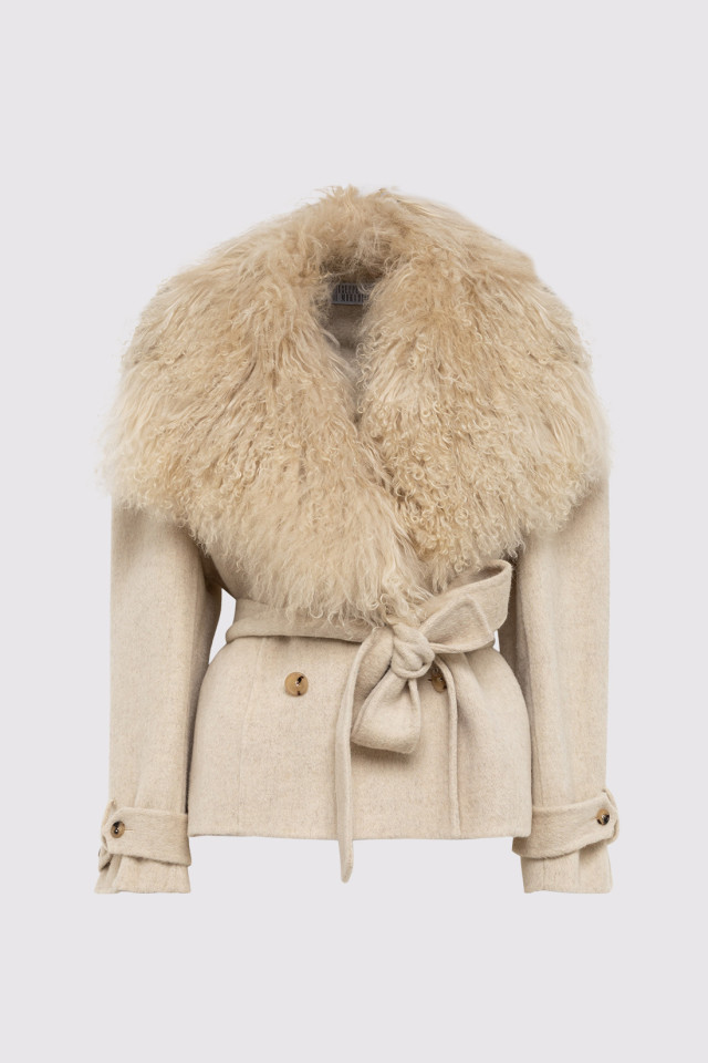 CROPPED TRENCH COAT IN WOOL