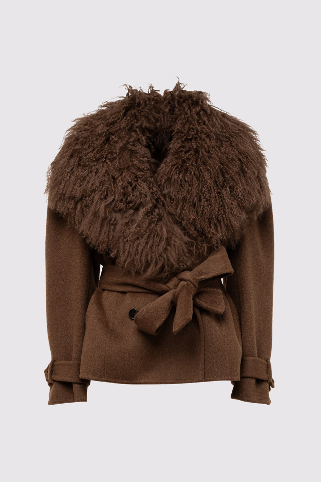 CROPPED TRENCH COAT IN WOOL