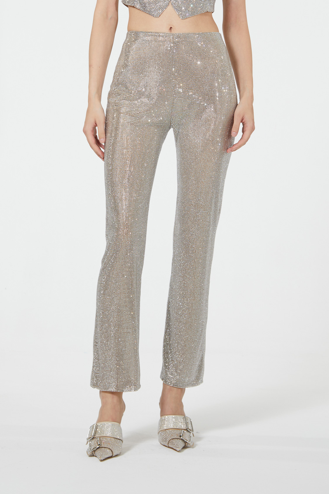 PANTS WITH ALL-OVER MICRO RHINESTONES