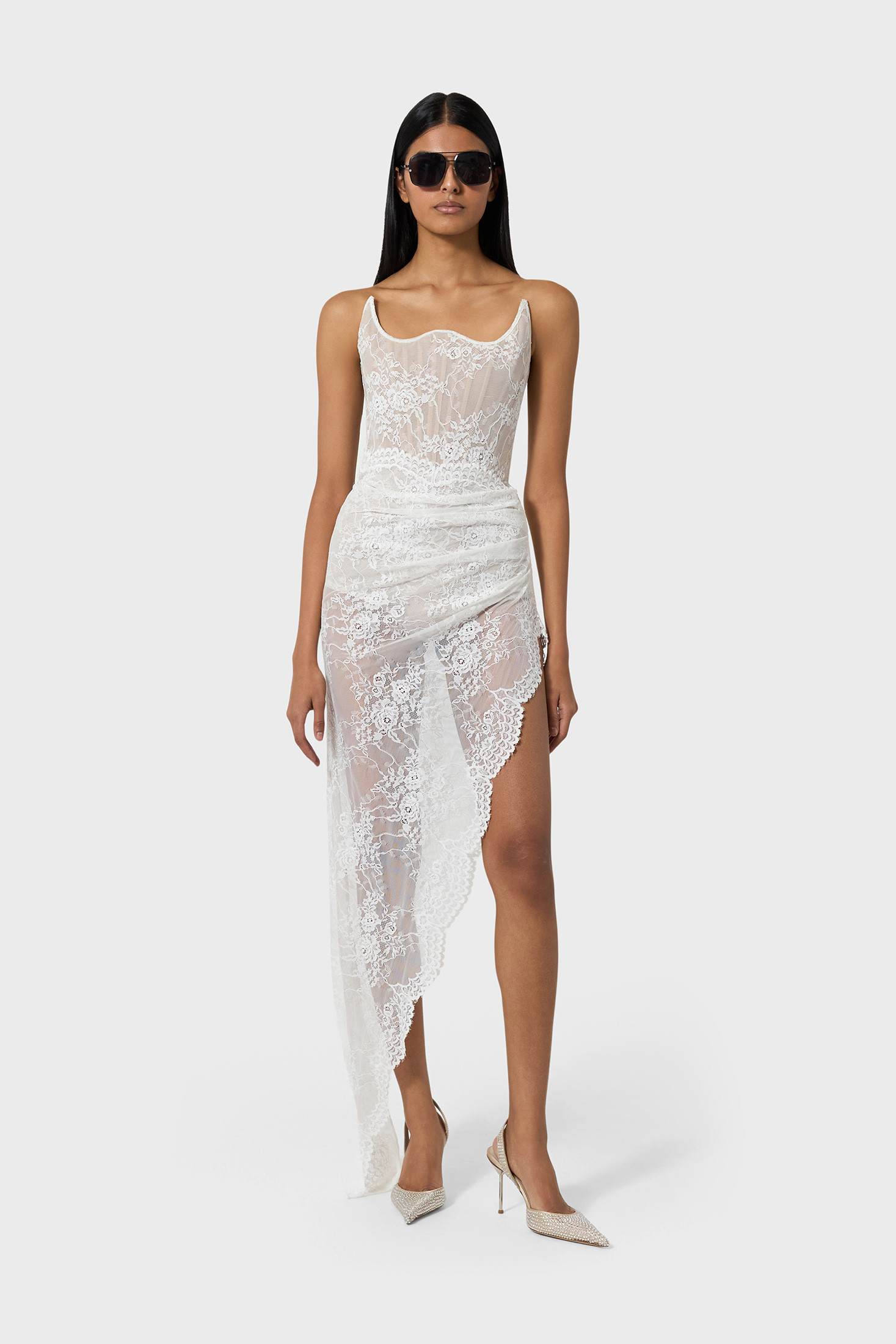 knee length dresses for ladies Strapless Lace Cut Out Maxi Dress main image 1