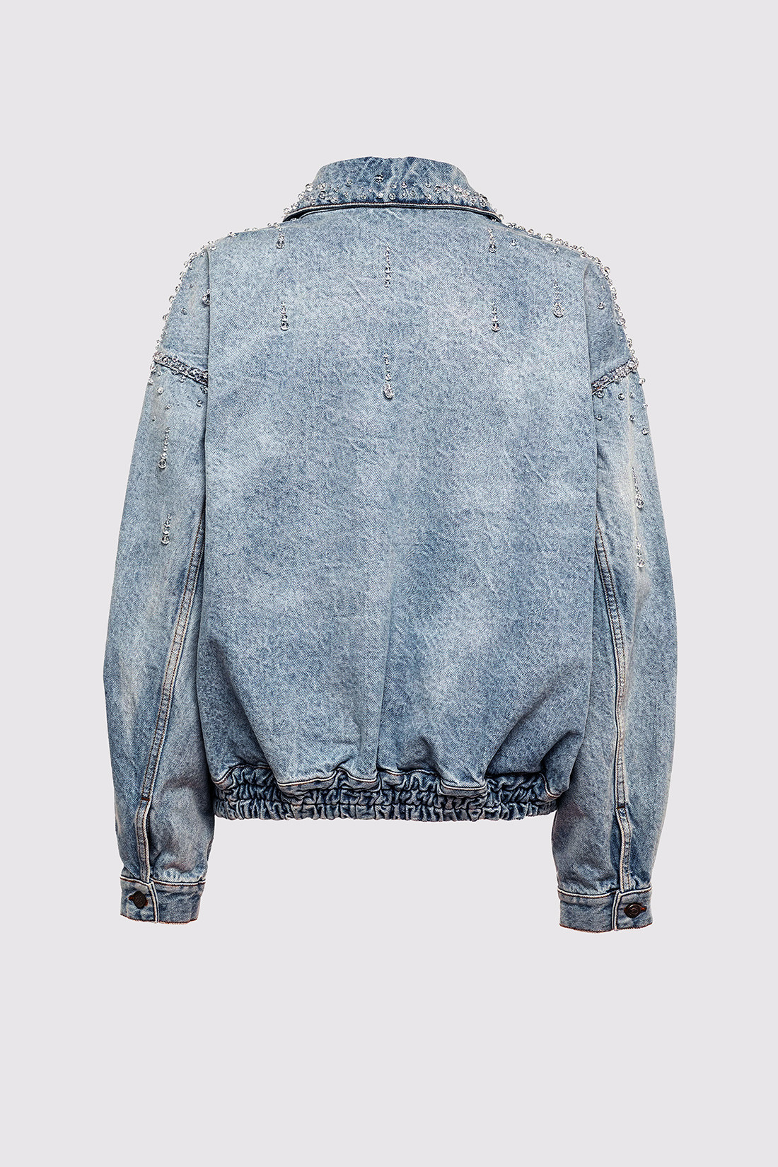 GIUSEPPE DI MORABITO: BOMBER IN DENIM CON APPLICAZIONI A GOCCIA