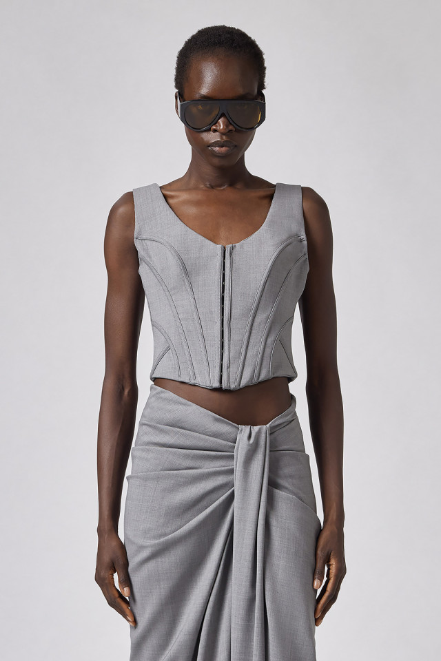 BUSTIER CON GANCETTI METALLICI