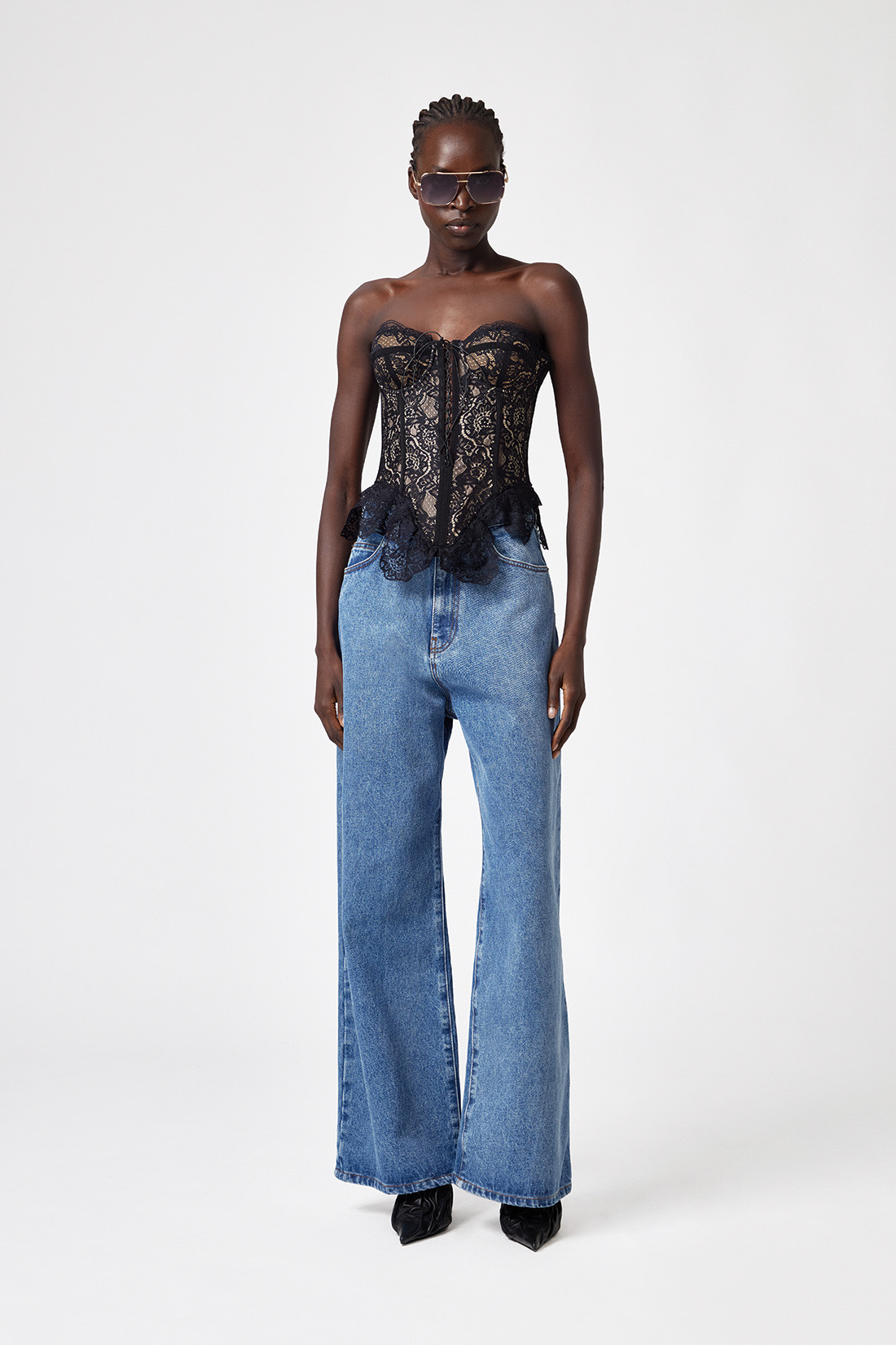 GIUSEPPE DI MORABITO: BUSTIER IN DECORATED LACE