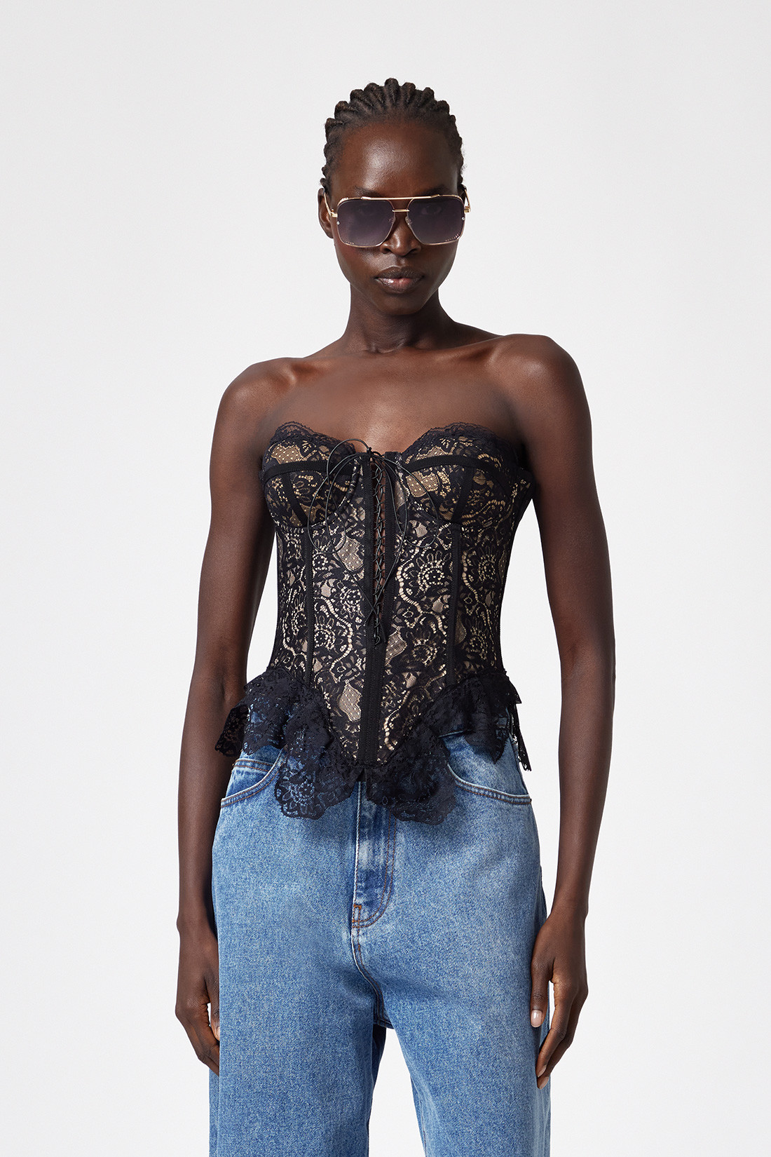 GIUSEPPE DI MORABITO: BUSTIER IN DECORATED LACE