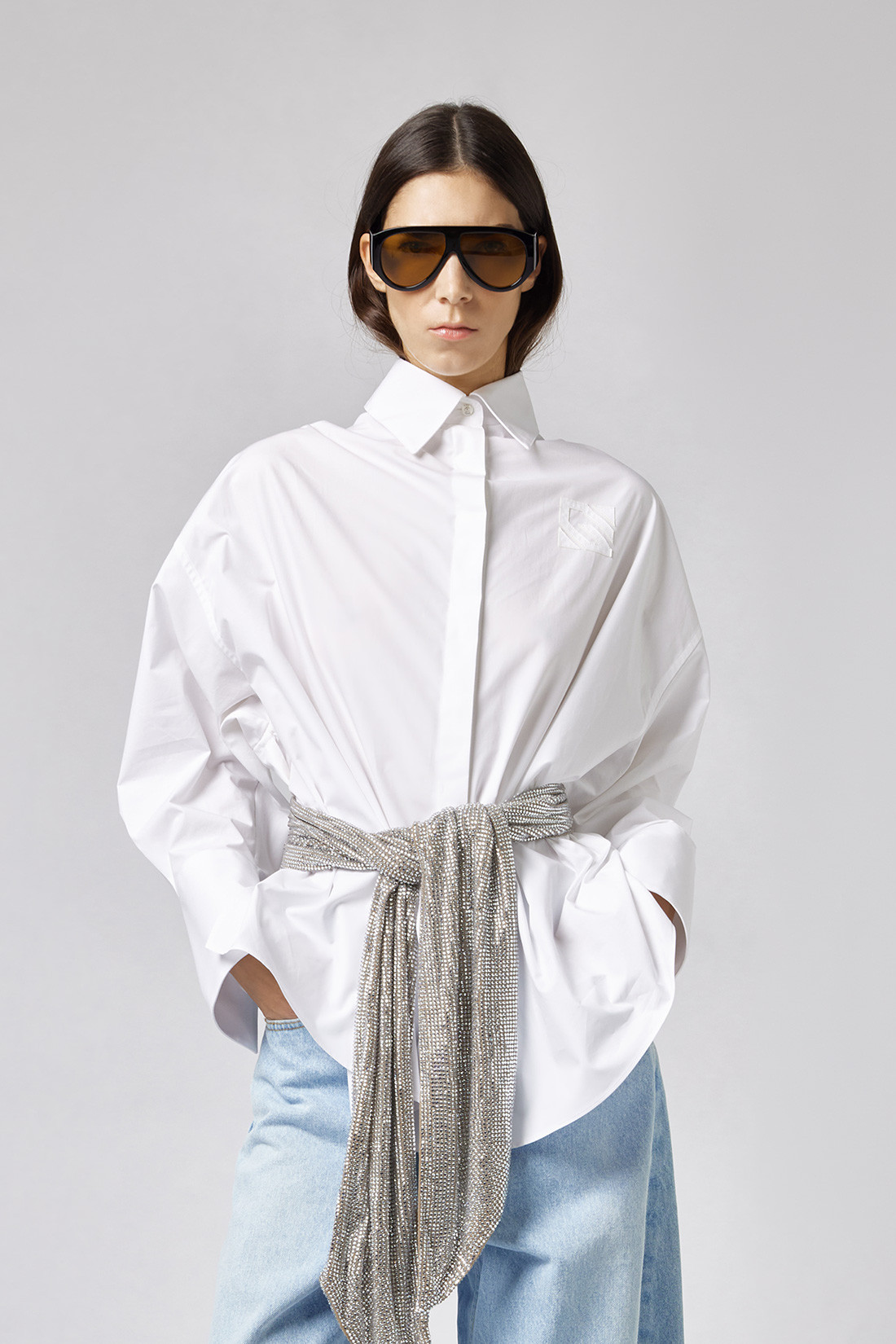 GIUSEPPE DI MORABITO: OVERSIZED SHIRT WITH CUT-OUT DETAIL