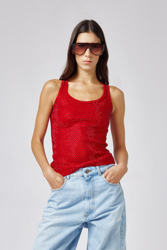 CRYSTAL-DECORATED TANK TOP