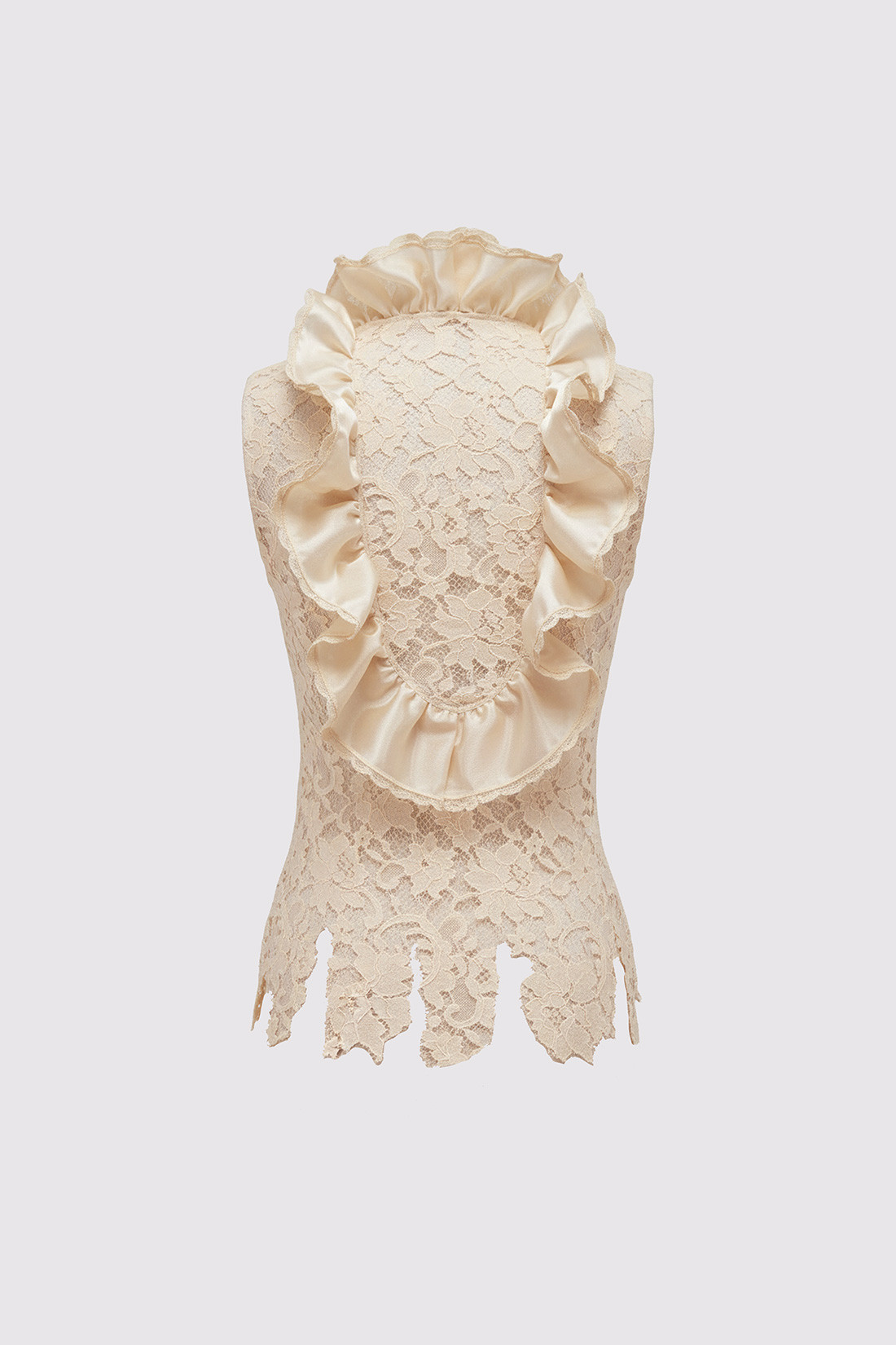 GIUSEPPE DI MORABITO: LACE TANK TOP WITH SCULPTED NECKLINE