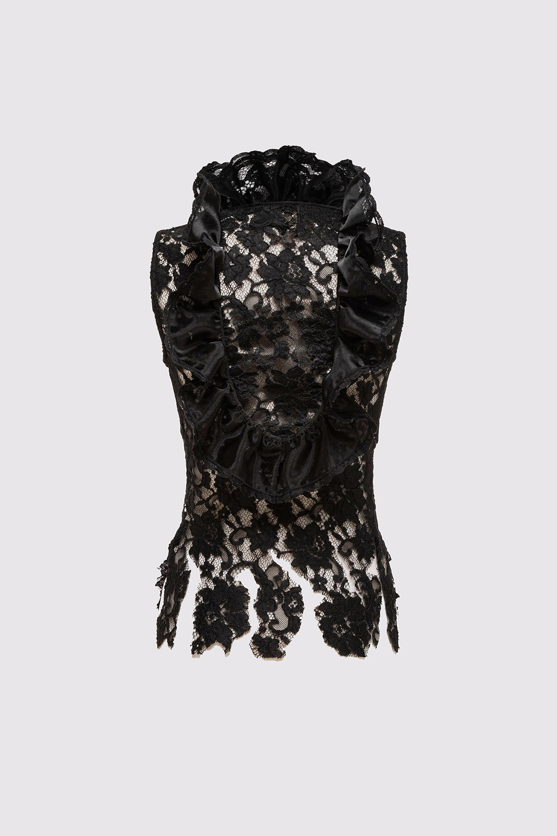 GIUSEPPE DI MORABITO: LACE TANK TOP WITH SCULPTED NECKLINE