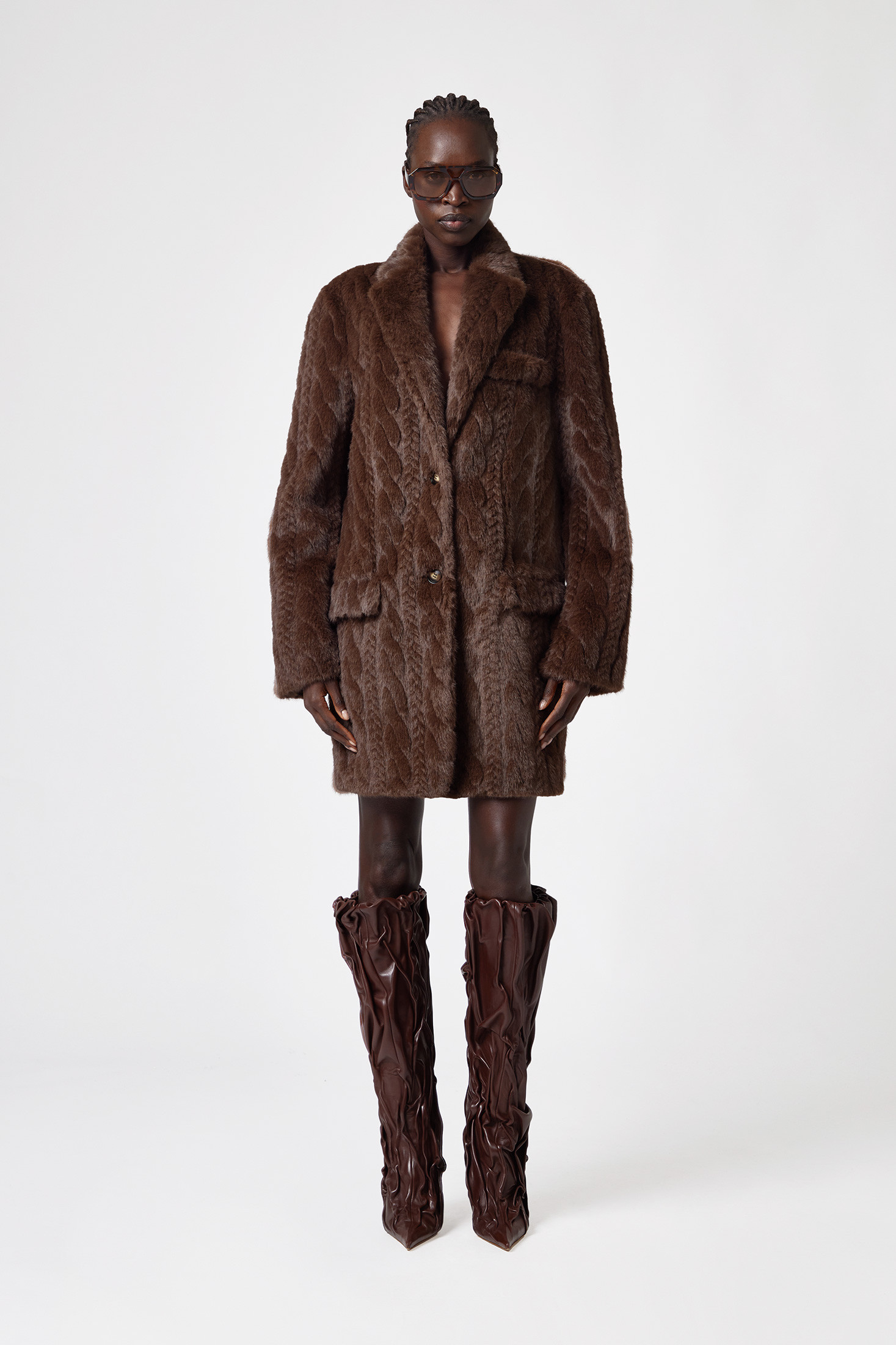 【専用】MORABITO モラビト アンゴラ フードコート フェイクファー Braided Faux Fur Coat