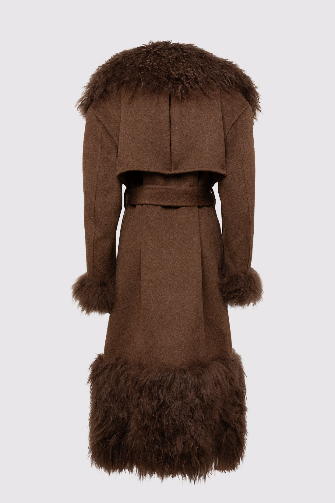 GIUSEPPE DI MORABITO: COAT IN WOOL FELT WITH MONGOLIA FUR