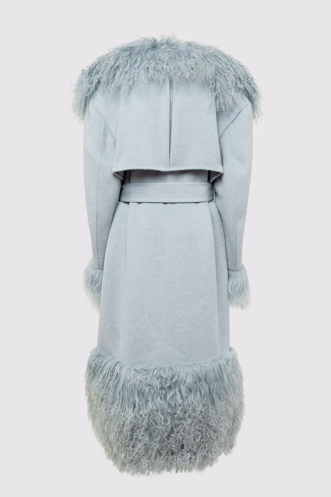 GIUSEPPE DI MORABITO: COAT IN WOOL FELT WITH MONGOLIA FUR