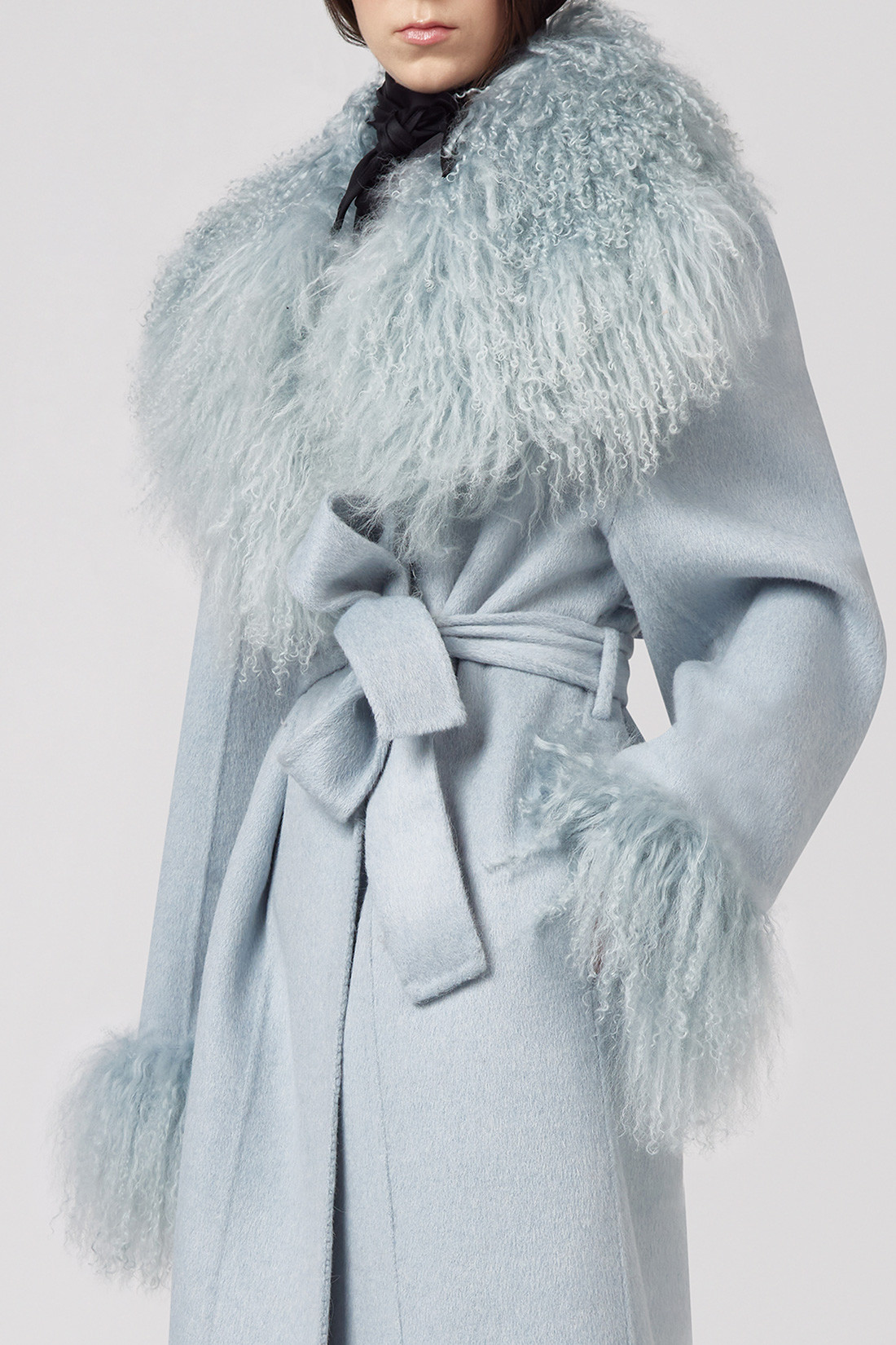 GIUSEPPE DI MORABITO: COAT IN WOOL FELT WITH MONGOLIA FUR