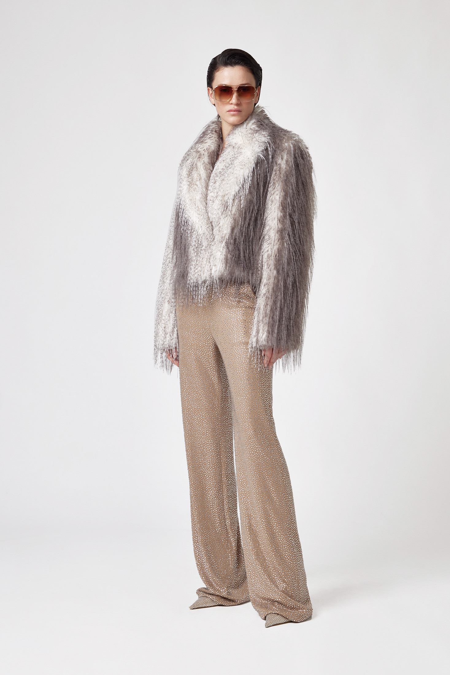 Faux Fur Jacket With Lynx-effect Fur