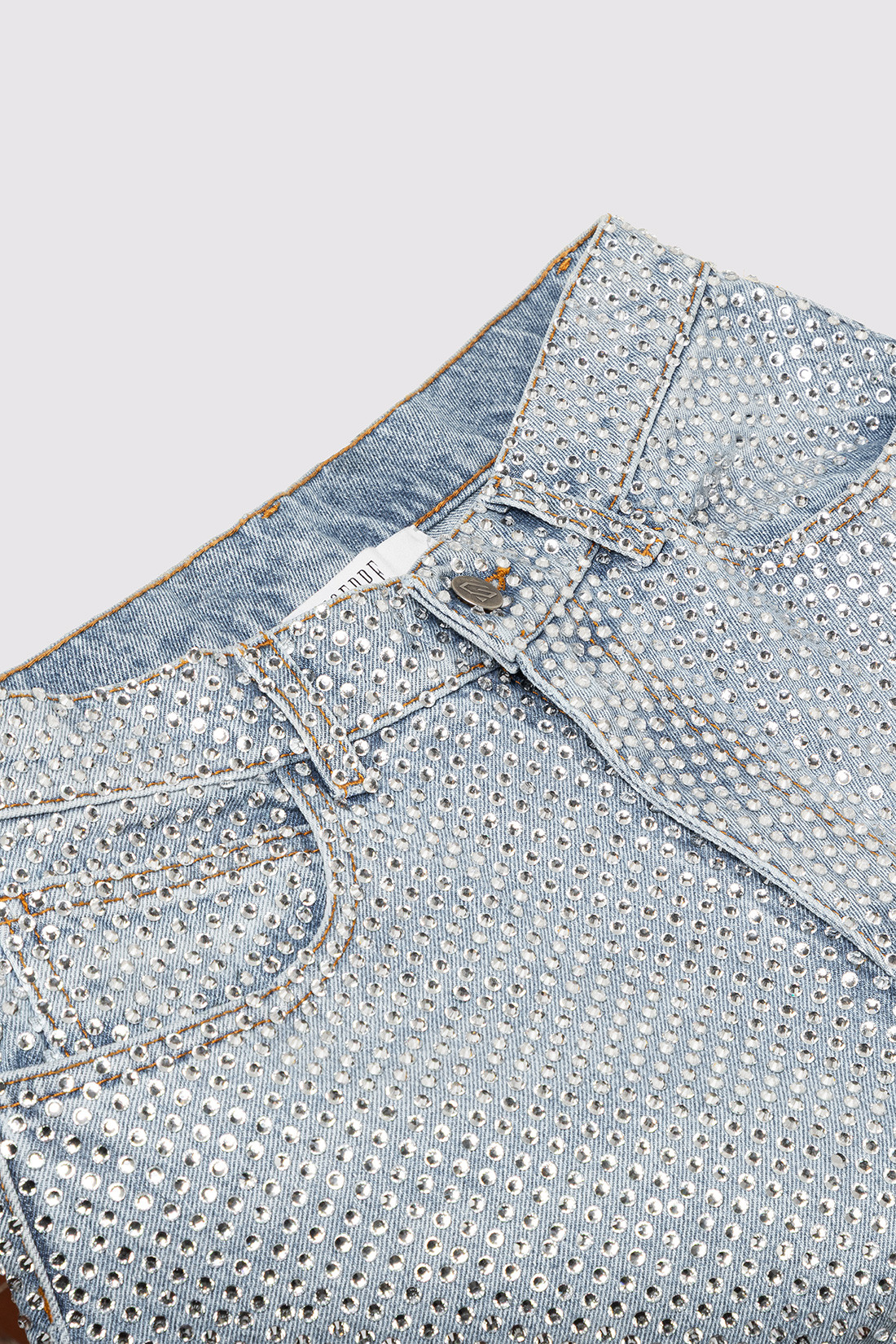 GIUSEPPE DI MORABITO: JEANS CINQUE TASCHE A VITA BASSA CON CRISTALLI ALL OVER