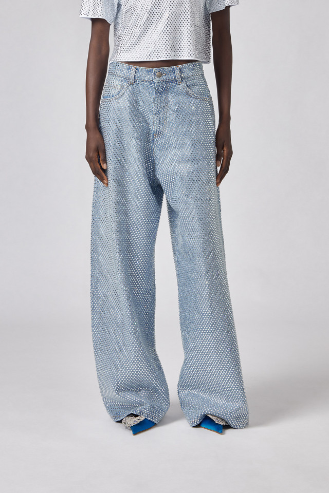 LOW-RISE FIVE-POCKET JEANS WITH ALL-OVER CRYSTALS