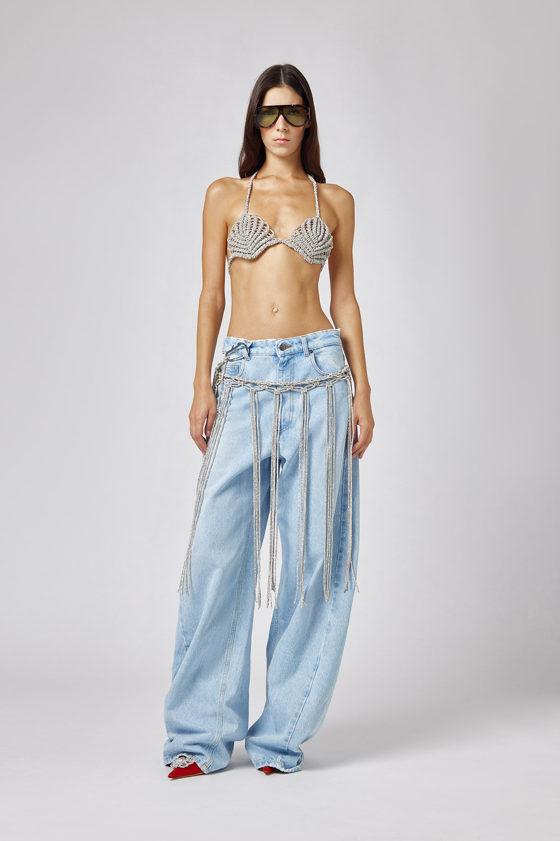 GIUSEPPE DI MORABITO: FIVE POCKET JEANS WITH BELT