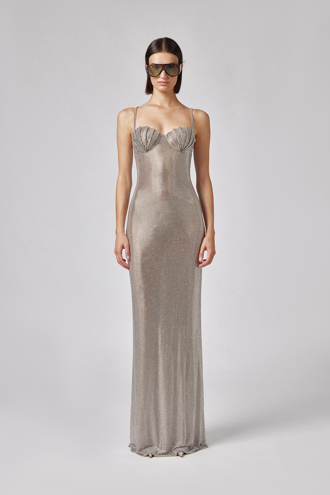 GIUSEPPE DI MORABITO: SHELL-EMBELLISHED LONG DRESS