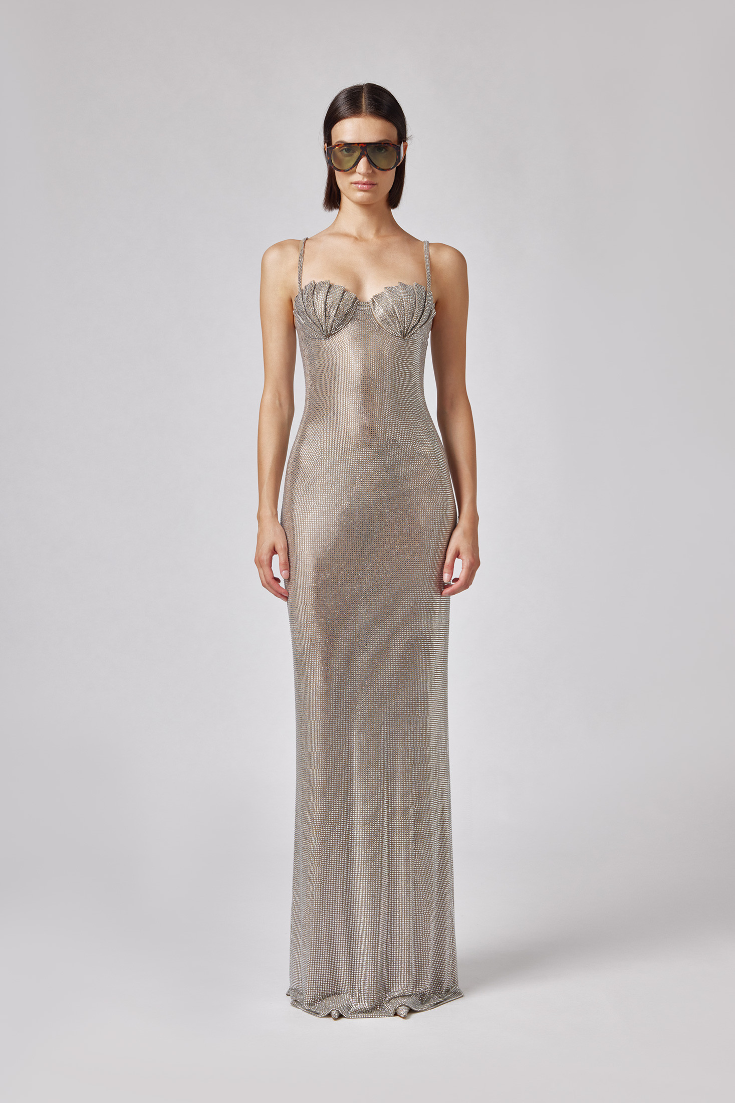 Shell-embellished Long Dress