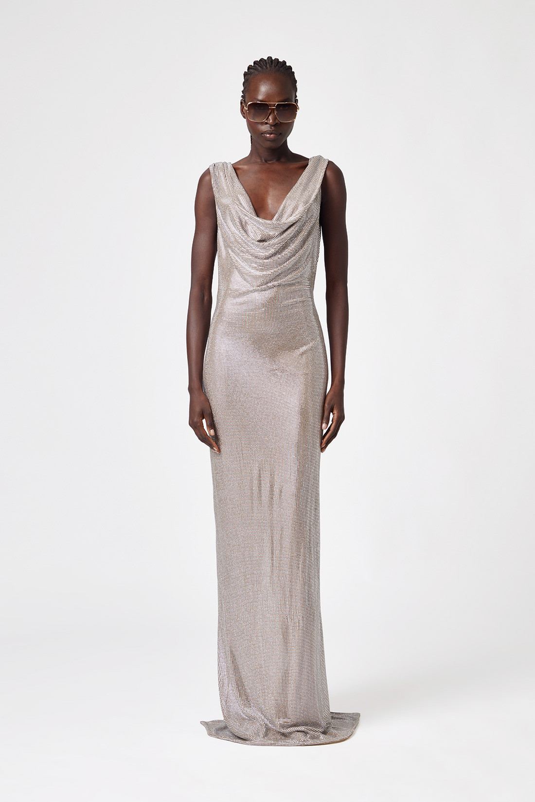 GIUSEPPE DI MORABITO: LONG DRESS STUDDED WITH CRYSTALS