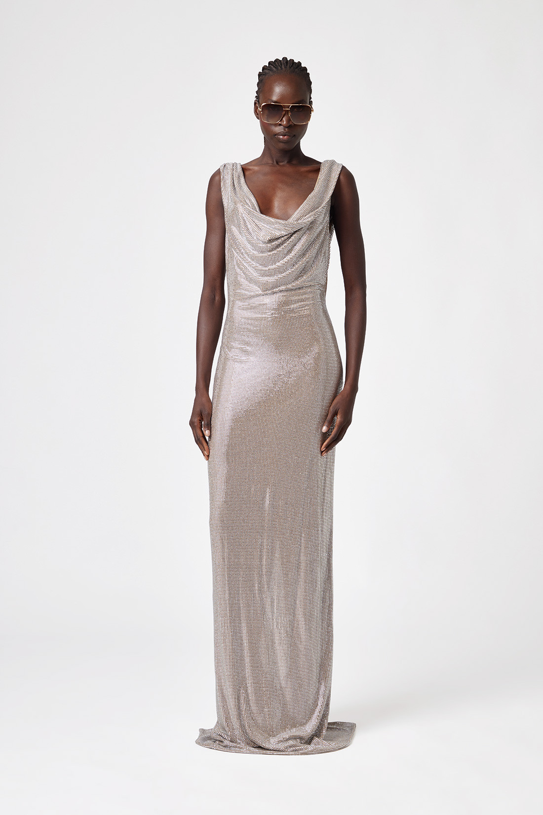 Long Dress Studded With Crystals