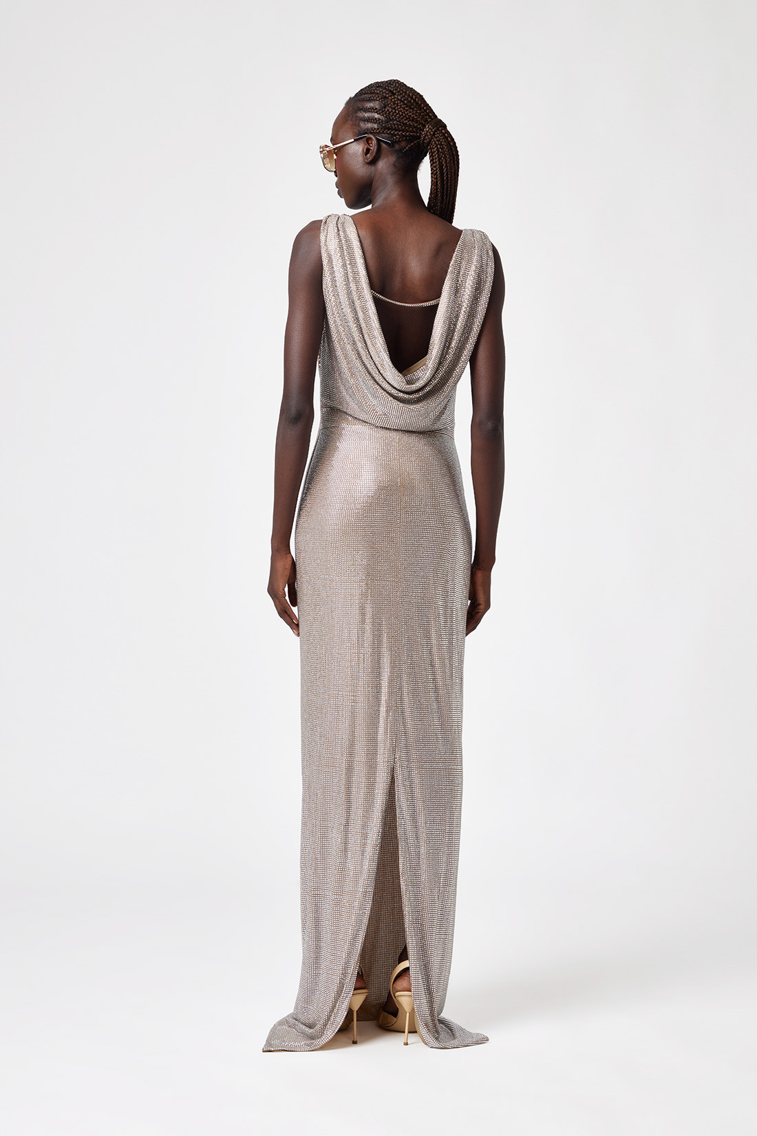 GIUSEPPE DI MORABITO: LONG DRESS STUDDED WITH CRYSTALS