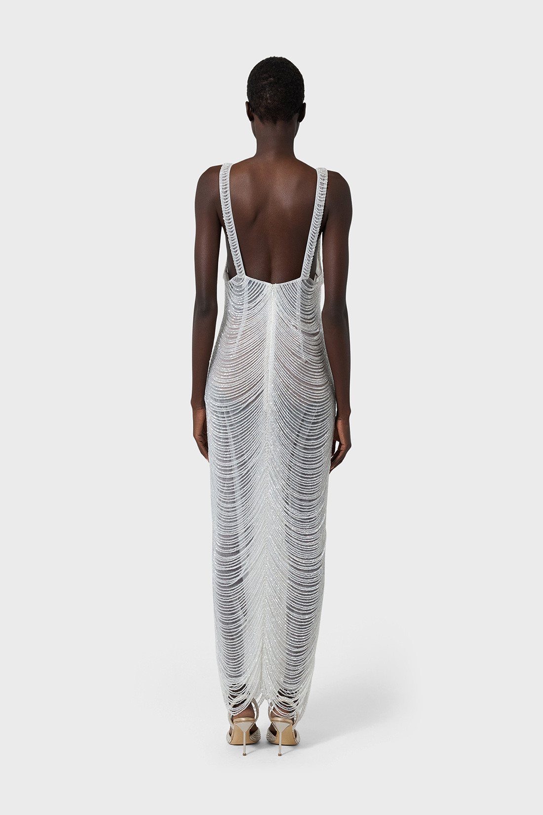 GIUSEPPE DI MORABITO: LONG DRESS IN CRISTALLI PENDENTI