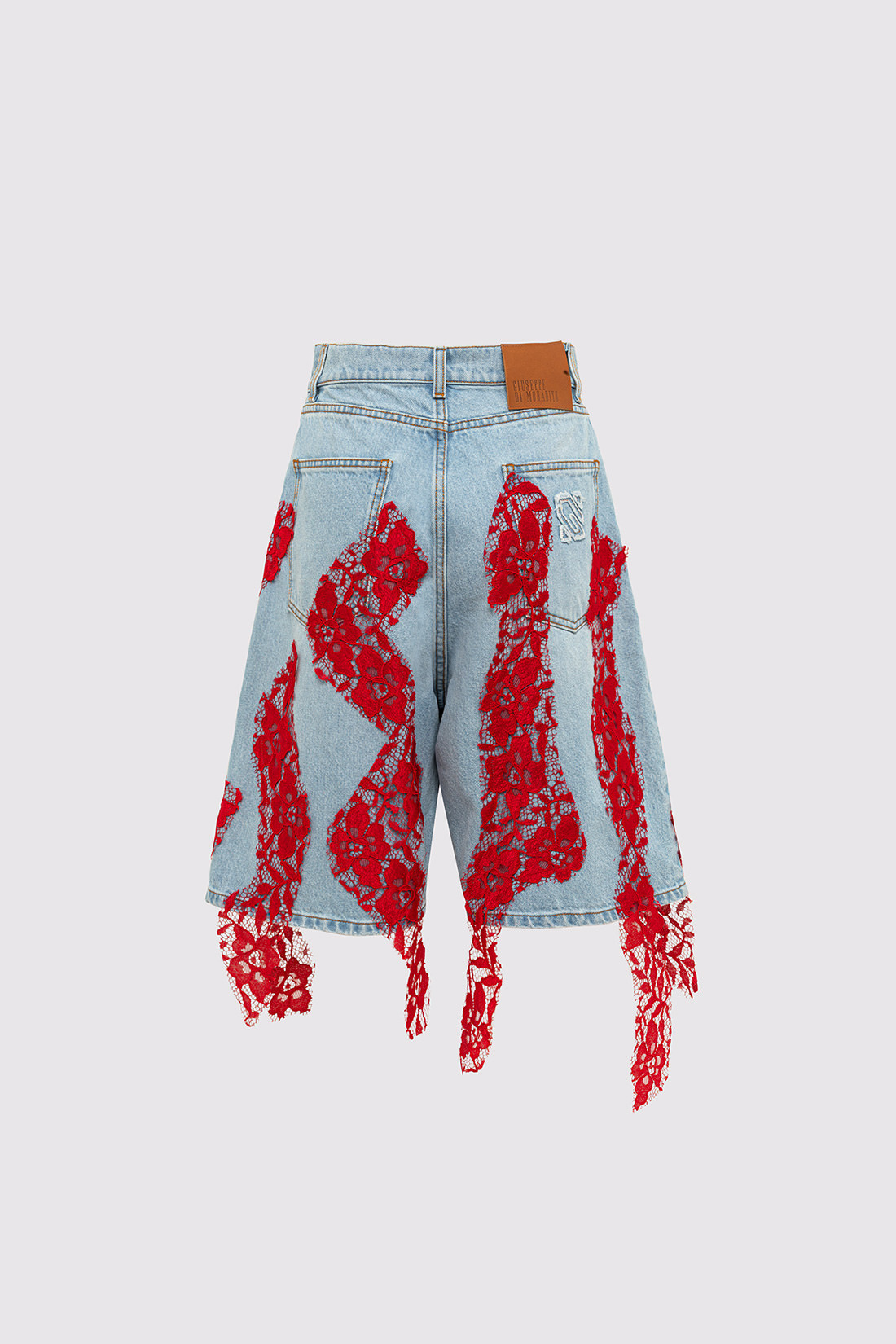 GIUSEPPE DI MORABITO: MAXI BERMUDA SHORTS WITH LACE DECORATIONS